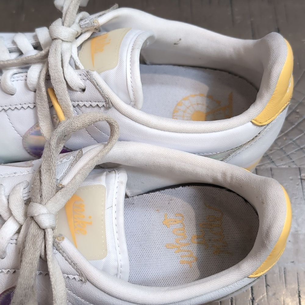 Nike Cortez Iridescent Pearl Butter Yellow Sneakers Sz 9 - Picture 9 of 12